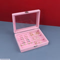 Pink Velvet Jewelry Box with Glass Lid for Pakistani Homes