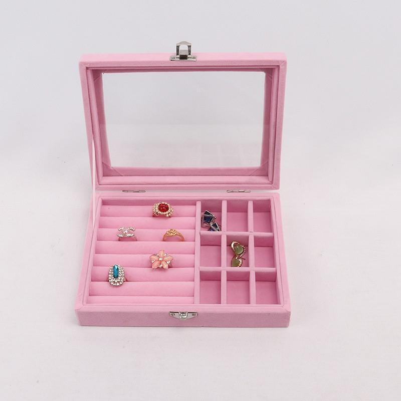 Pink Velvet Jewelry Box with Glass Lid for Pakistani Homes