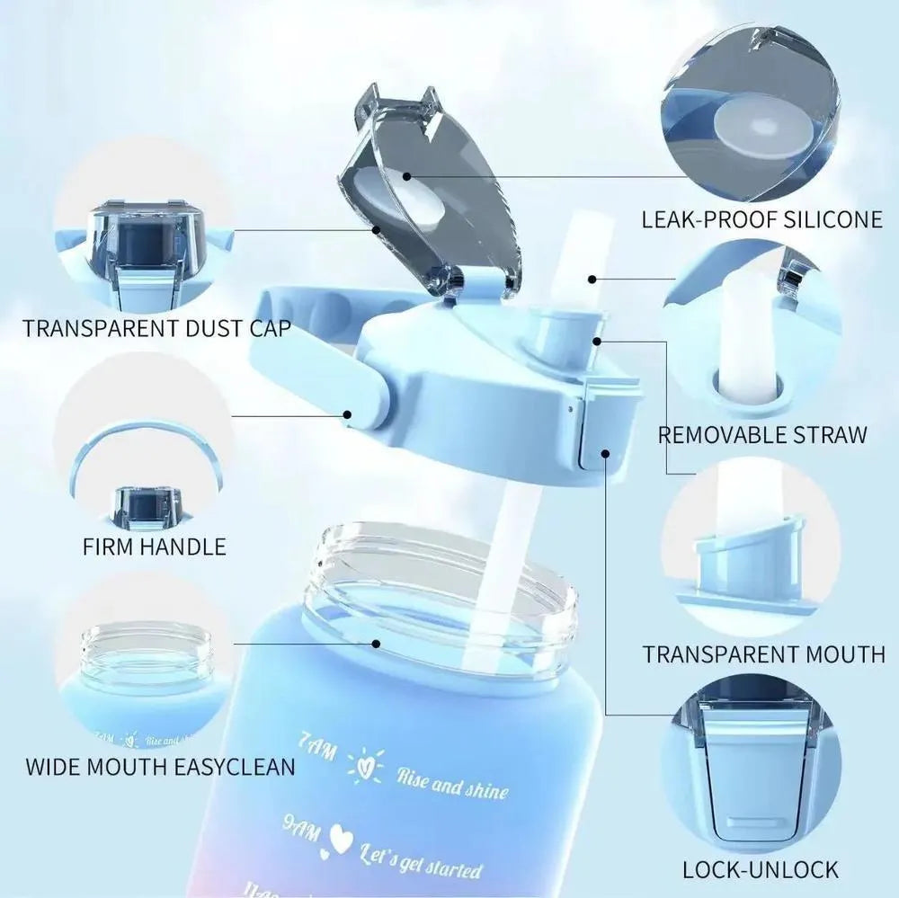 3 Size Gradient Water Bottles Set for Gym Office School