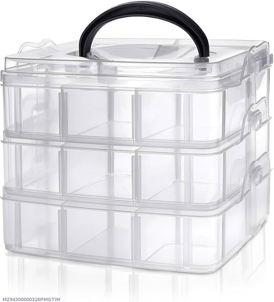 White Acrylic Jewelry Storage Box with Clear Compartment