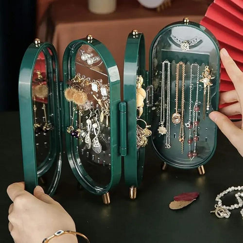Green Crystal Jewelry Box 3-Layer Organizer for Home