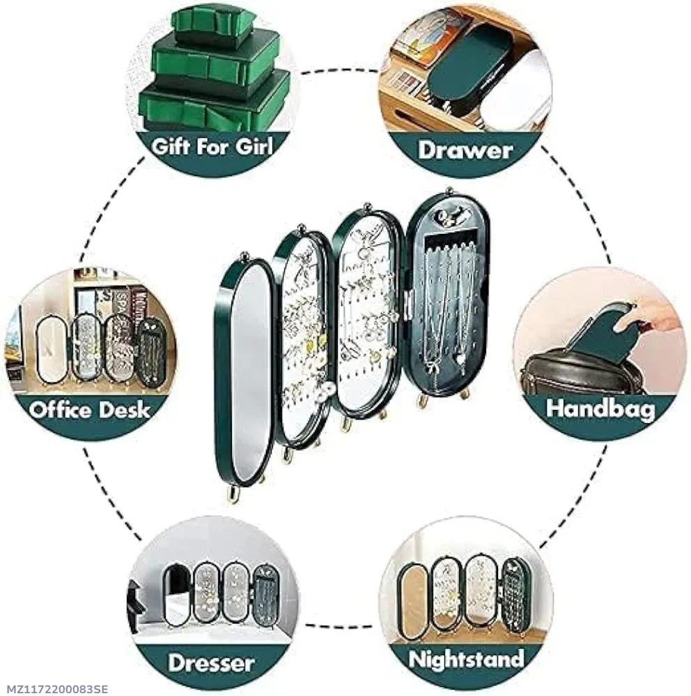 Green Crystal Jewelry Box 3-Layer Organizer for Home